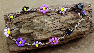 Schöne Fußkette / Fußkettchen - Blüten aus Glasperlen